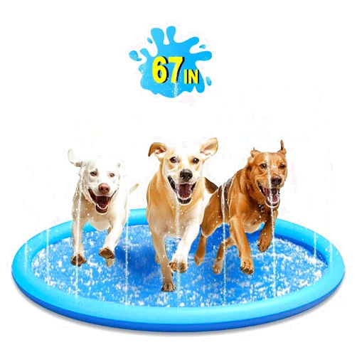 Zavrixo Splash Pad for Dog and Kids, 67IN Dog Pool Outdoor Water Toys, Dog Sprinkler, Water Play Pool, Perfect for Summer Backyard Fun