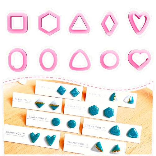 Keoker Polymer Clay Cutters - Geometric Clay Cutters, Polymer Clay Cutters for Earrings Jewelry Making, 10 Shapes Regular Clay Earrings Cutters