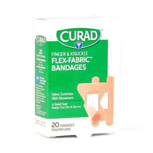 CURAD Flex-Fabric Finger and Knuckle Bandages, Assorted Sizes, Box of 20