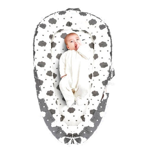 Saeifin Baby Lounger for Newborn, Infant Lounger for 0-24 Months, Co Sleeper for Girls Boys, 100% Cotton Soft Adjustable Baby Floor Seat for Travel, Portable Baby Nest Lounger(Cloud)
