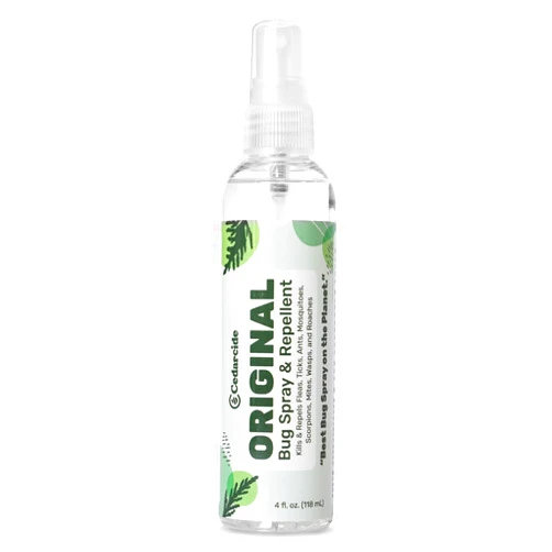 Cedarcide Original Bug Spray | Repel & Kill Fleas, Ticks, Mosquitoes, Mites, Ants & Chiggers | For use on People, Pets & Home | Natural Cedar Oil | Eco-Friendly | 4 Oz