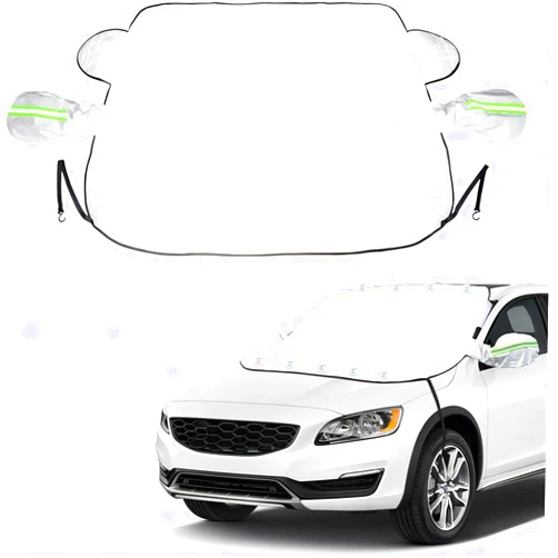 ISTOVO Car Windscreen Cover for Jaguar I-PACE SUV 2018 2019 2020 2021 2022 2023, Car Windscreen Covers Frost with 9 Hidden Magnets and Side Wing Mirror Covers,White