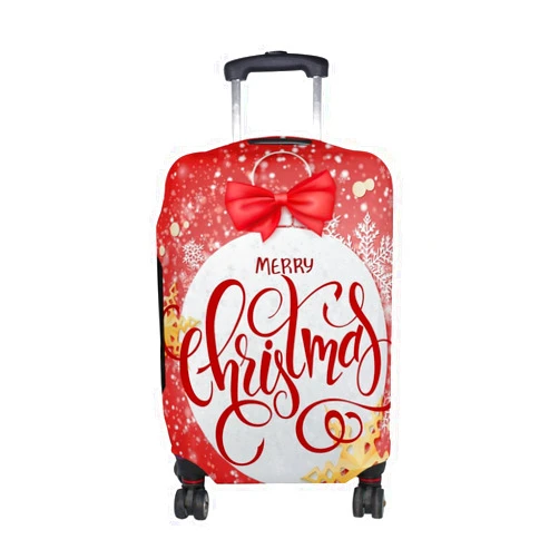 ALAZA U LIFE Merry Christmas Snowflakes Ball Red Luggage Suitcase Cover Protector