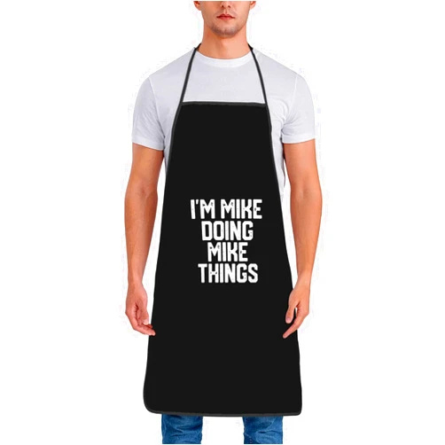 DUWHEBAS Im Mike Doing Mike Things Aprons Adjustable Bib Apron For Dishwashing Lab Butcher Kitchen Gardening And Salon Cooking Kitchen Chef Aprons