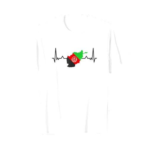 Afghanistan Flag & Afghan Pride Gift Collection Afghan Flag Country Map Outline Heartbeat Afghanistan T-Shirt