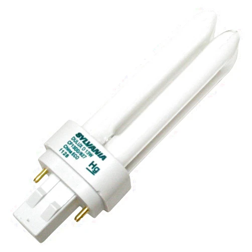 LEDVANCE Sylvania 21117 (6-Pack) CF13DD/827/ECO 13-Watt Double Tube Compact Fluorescent Light Bulb, 2700K, 780 Lumens, 82 CRI, T4 Shape, GX23-2 Bi-Pin Base