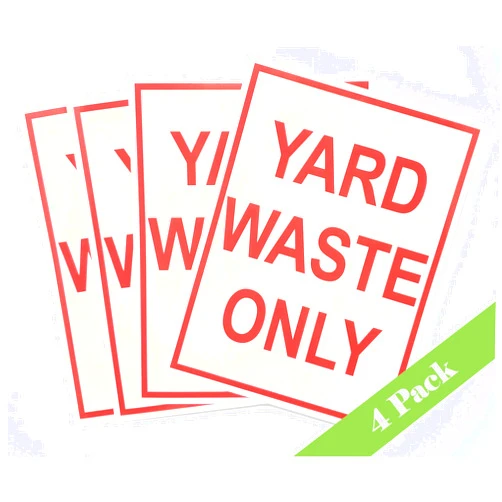 ZAEO Yard Waste Only Decal - Sticker for Trash Cans, Garbage Cans and Containers - 8 Inches x 6 Inches (Red, 4)
