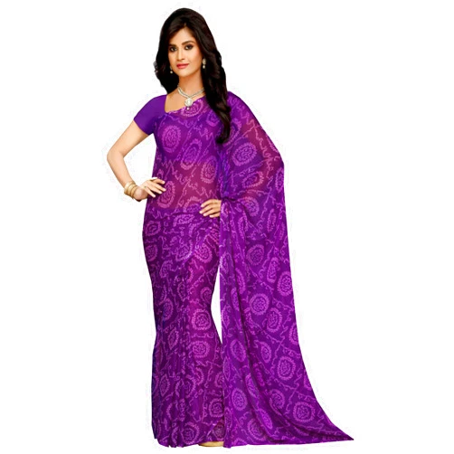 RANI SAAHIBA Women's Chiffon Saree without Blouse Piece
