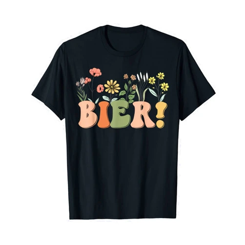 Octoberfest Bier Lover German Wildflower Apparel Bier Tee, Funny German Beer Tee for Women Flower Oktoberfest T-Shirt