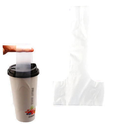 UtySty 200 Pack Drinking Bags with Handle Disposable T-Shaped Drink Carrier Bag Single Cup Holder Grip Carrier for Delivery Beverage Packing Carry To Go Coffee Bar Milk Tea Juice Shop Supplies