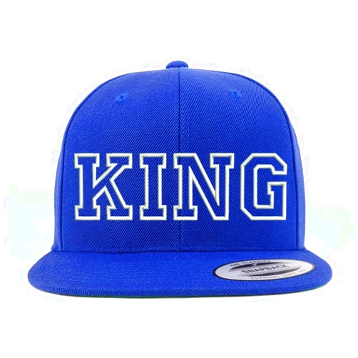 Trendy Apparel Shop King Outline Embroidered Snapback Flatbill Baseball Cap