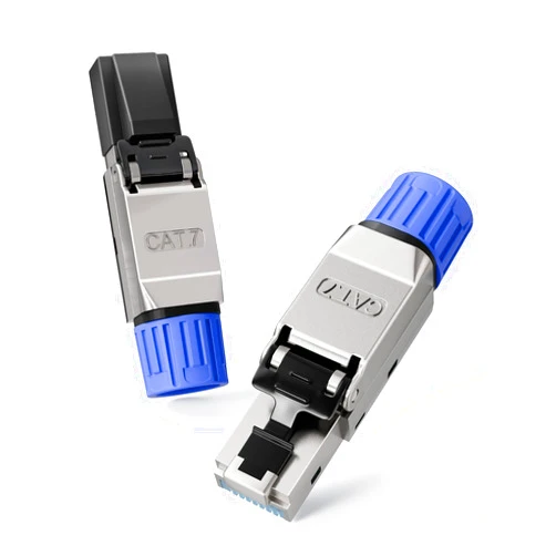 VCELINK RJ45 connector Toolless, Gold Plated Tool Free Cat 7 Connector, Shielded Ethernet Plug for Cat6A/Cat7 Ethernet cable, Support POE, Up to 10 Gbps, Easy to Use, 2 Pack