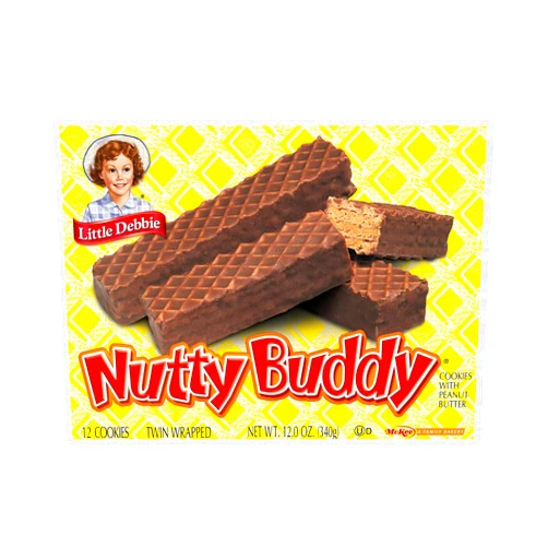 Little Debbie Nutty Buddy Chocolate Fudge & Peanut Butter Wafer Bars, 2 Bars per Package - 2.1, Oz 50.4 Ounce (Pack of 24)