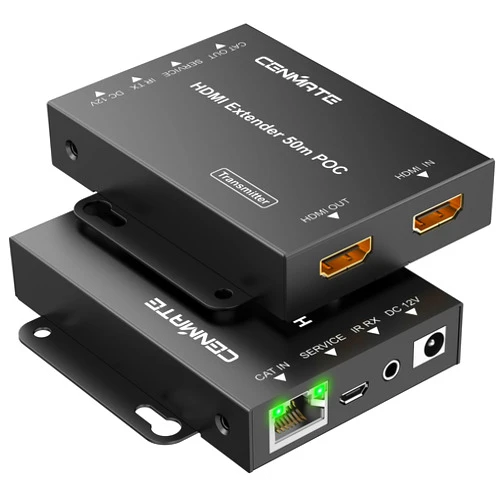 Cenmate 4K@60Hz 4:4:4 HDMI Extender Over Single Cat5e/Cat6/Cat 7, Up to 230Ft (1080P), 164FT(4K), HDMI Over Ethernet, Supports Bidirectional IR, 3D, HDCP, EDID, POC