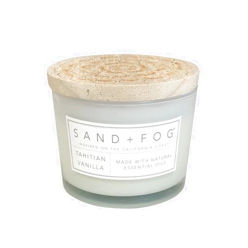 Sand + Fog Scented Candle - Tahitian Vanilla – Additional Scents and Sizes – 100% Cotton Lead-Free Wick - Luxury Air Freshening Jar Candles - Perfect Home Decor – 12oz