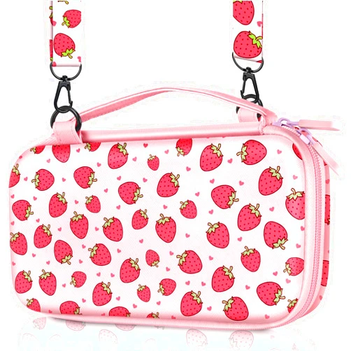 Gurgitat Carrying Case for Nintendo Switch Lite Travel Carry Cases Hard Shell Protective Cover Strap Strawberry Cute Girls Boys Accessories Storage Protector Pouch Bag for Nintendo Switch Lite 2019