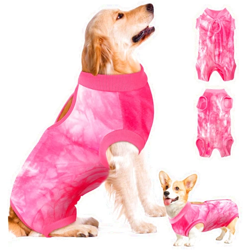 SlowTon Dog Recovery Suit - Surgery Recovery Suit for Female Male Dogs, Dog Onesie After Spay Abdominal Wounds, E-Collar Cone Alternative Prevent Licking Pet Surgical Suit(Pink,M)