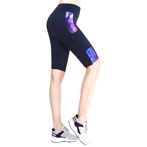 Zinmore Women's Knee Length Tights Yoga Shorts Workout Pants Running Leggings with Pockets