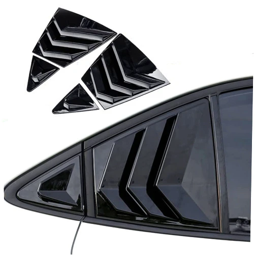 BOYUER for Toyota Corolla 2020 2021 2022 2023 2024 2025 2026 Racing Style Rear Side Window Louvers Sport Style Scoop Louvers Cover Blinds Exterior Decoration-Bright Black