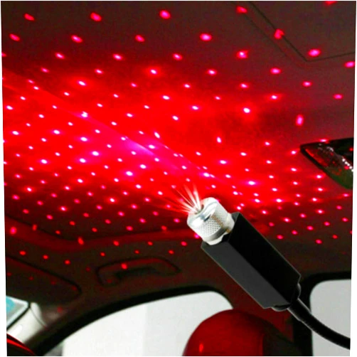 Calsgkspray Mini Led Star Projector Night Light, Red Interior Car Lights, Adjustable USB Night Light, Romantic Auto Roof Ceiling Lamp for Bedroom, Ceiling and Party Decoration, Lighting and Ceiling Fans