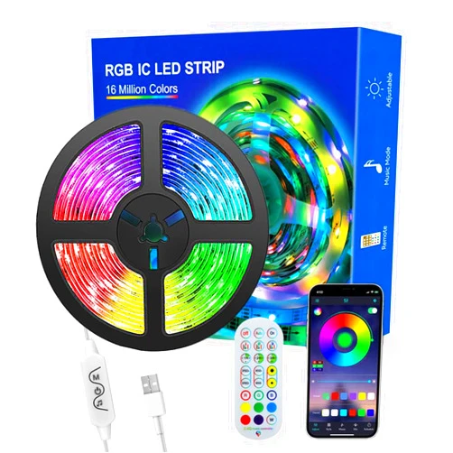 ADRESUNO WS2812B LED Strip Individually Addressable 9.8FT 60Pixels/m Smart LED Lights RGB IC Pixel Strip,WS2812b Controller Bluetooth APP Remote Control Music Sync USB 5V for Home Decoration