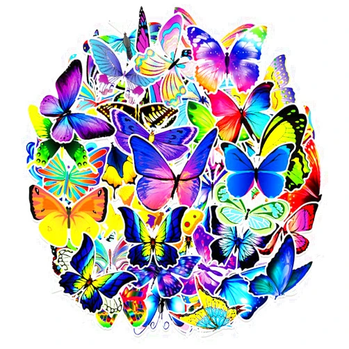 Tuqiso 50 Pcs Butterfly Stickers|Butterfly Waterproof Vinyl Stickers for Water Bottles Cup Laptop Refrigerator Luggage Computer Mobile Phone Skateboard Decals