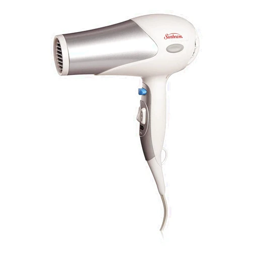 Sunbeam Dual Watt 2 Speed GreenSense Wall Mount Full Size Ionic Hair Dryer with Dimmable LED Night Light and Bracket, White