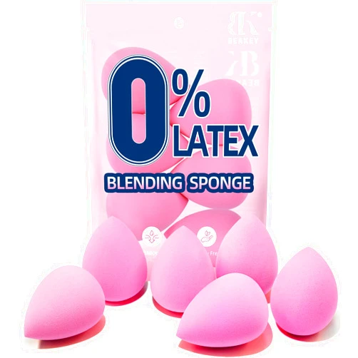 BEAKEY Super Soft Makeup Sponge Set of 6, Makeup Sponges for Foundation, Liquid, Cream and Powder, Pink Beauty Sponge for Blending, 0 Latex Blender, Christmas Stocking Stuffers for Adults