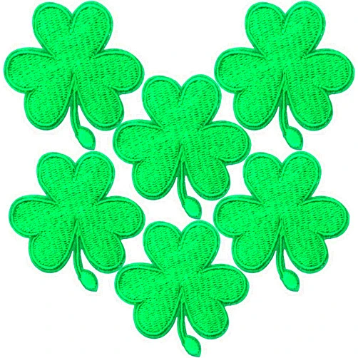 Zymise 6 Packs Irish Clover Embroidered Patches St. Patrick's Day Clover Sewing on Patches Dark Green Embroidered Emblem Lucky Shamrock Iron Sew on Ireland Patch for Clothes Bag Hat Crafting Projects