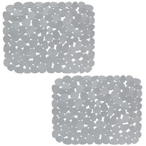 Bligli Pebble Sink Mat for Stainless Steel/Ceramic Sinks, 2 Pack PVC Sink Protectors Mats for Bottom of Kitchen Sink, Dish Drying Mat for Dishes and Glassware, 15.7 x 11.8 inch, Solid Grey
