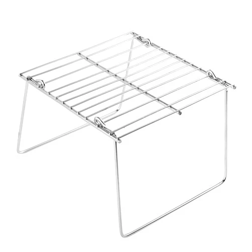 BeBeeQ Folding Campfire Grill Heavy Duty Portable Fire Pit 304 Stainless Steel Grate with Legs and Carrying Bag, Medium