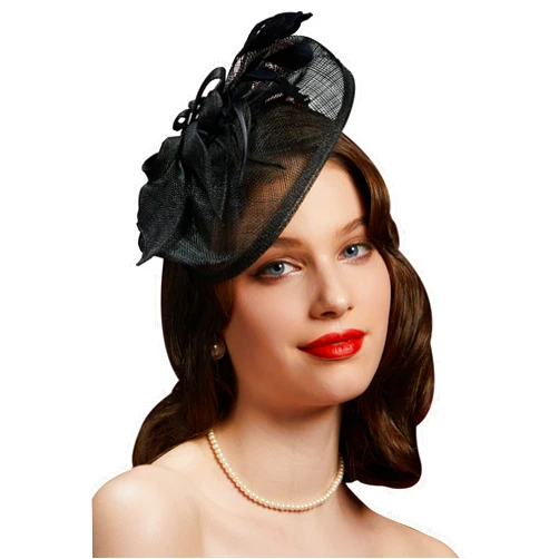 Cizoe Sinamay Tea Party Fascinator for Women Flower Feathers Kentucky Race Derby Hat Wedding Cocktail Church Headpiece