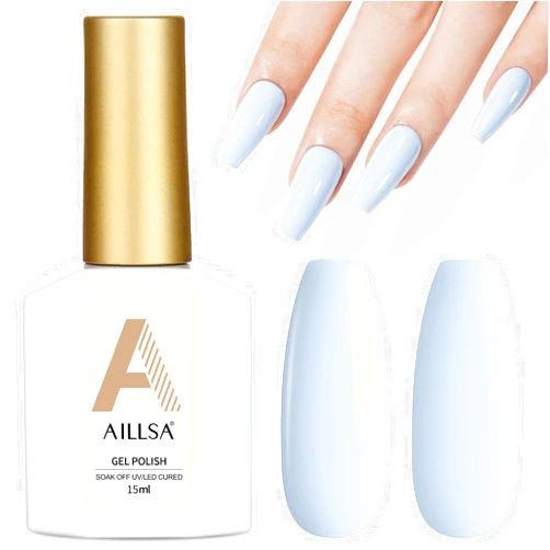 AILLSA Pastel Blue Gel Nail Polish Macaron Baby Blue Gels Polish Bright Spring Summer Colors Cotton Candy Nail Polish Gel Soak Off U V for French Manicure Salon DIY Holiday 0.5 Fl Oz GB82