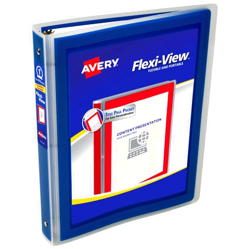Avery Flexi-View 3 Ring Binder, 1 Inch Round Rings, 1 Navy Blue Binder (17685)