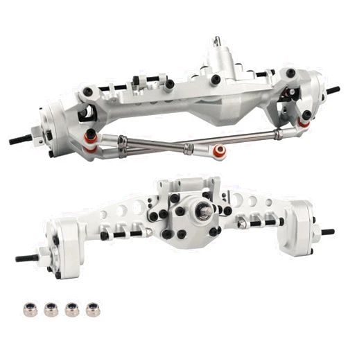 ZIJOT CNC Aluminum Offset Portal Front Rear Axle for 1/10 RC Crawler Axial SCX10 III AXI03029 LCG Chassis Cheater Rigs Upgrade Parts (Silver)