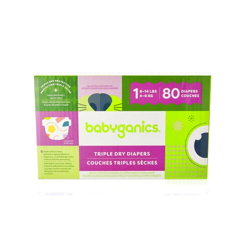 Babyganics Diapers, Size 1, 80 ct, Ultra Absorbent Diapers