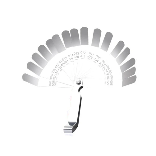 Smgda Stainless Steel Feeler Gauge Dual Reading Combination Gap Thicknes Measure Inch & Metric 0.127-0.508mm / 0.005 inch-0.020inch for industrial Measuring Gap