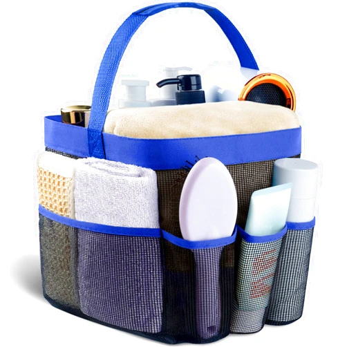 Attmu Mesh Shower Caddy Portable for College Dorm Room Essentials with 8 Pockets, Hanging Shower Caddy Dorm Basket, Quick Dry Shower Bag for Bathroom