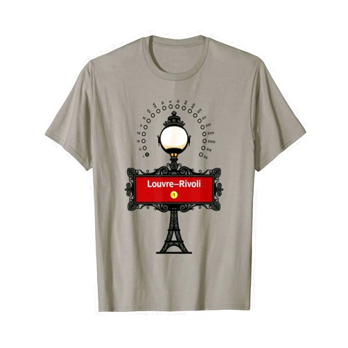 Best Paris Metro Stop Gifts CFMGO Paris France Metro Sign Tower - Famous Art Museum / Rivoli T-Shirt