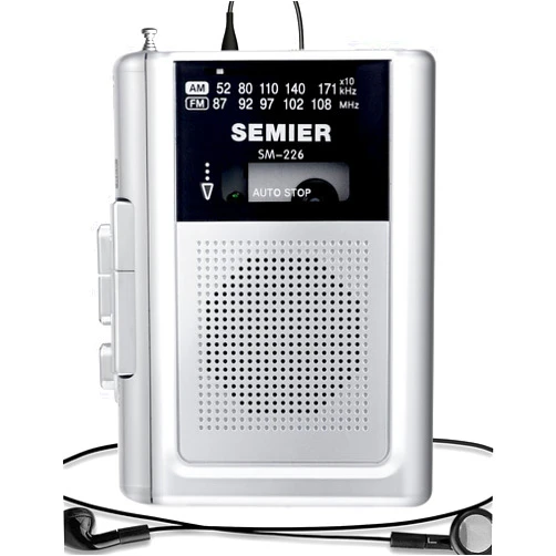 SEMIER Cassette Recorder Player Walkman with AM FM, Compact Vintage Cassette Tape Player with Big Speaker, Earphone Jack, Removable Clip, Microphone Recording, Powered by DC or AA Battery