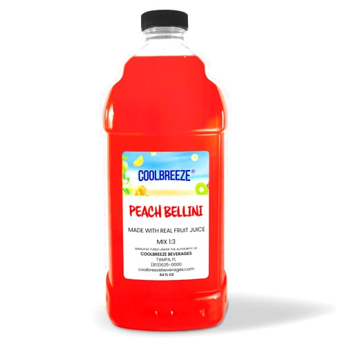 Coolbreeze Beverages Ready to Use Shelf Stable, Frozen Granita Slushie Drink Mix - One 64oz Bottle - Peach Bellini Slush