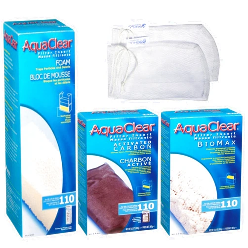 GOKUL BRANDS AquaClear 110 HOB Maintenance & Replacement Filter Media Kit, Including Gokul Brands Mesh Bags(AquaClear Activated Carbon, BioMax Media, 110 Foam Insert)