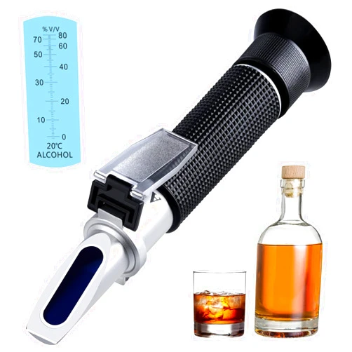 XRCLIF Optics Alcohol Refractometer Automatic Temperature Compensation Alcohol Meter 0~80% v/v Spirit Alcohol Content Measurement Tool Tester for Alcohol Liquor Production, Ethanol with Water Winemakers