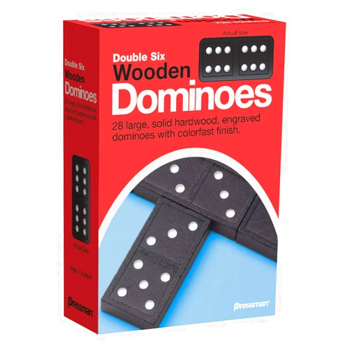 Pressman Toy Double Six Wooden Dominoes, 28 Pieces Wooden Dominoes Six