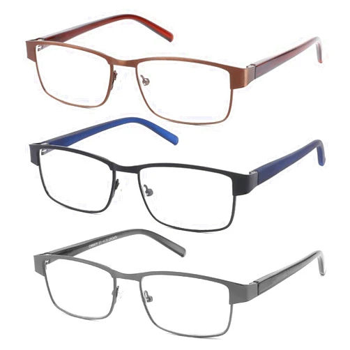 CRGATV 3-Pack Reading Glasses for Men Blue Light Blocking Metal Full Frame Computer Readers Anti UV/Eye Strain/Glare (+1.5 Magnification)