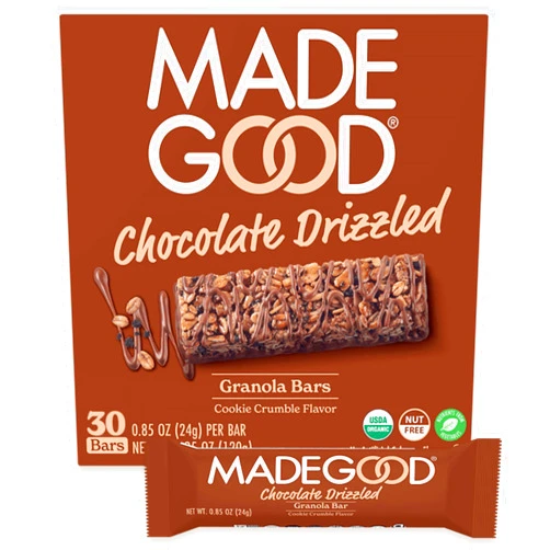 Made Good MadeGood Chocolate Drizzled Granola Bars, Cookie Crumble (30 Count) Bulk Gluten Free Snacks