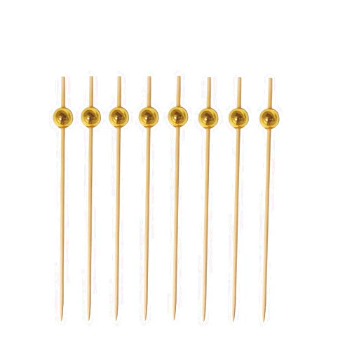 Yamlnke 100Pcs Bamboo Cocktail Picks, 4.7 Inch Long with Gold Ball Decoration Skewers for Appetizers, Drinks, Party Fruit, and Charcuterie Boards