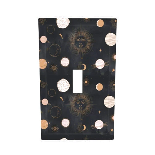 Sghxwp Boho Sun And Moon Nursery Prints 1 Gang Light Switch Covers Single Toggle Wall Plate Decorative Switchcover Electrical Switchplate For Country Bathroom Bedroom Decor