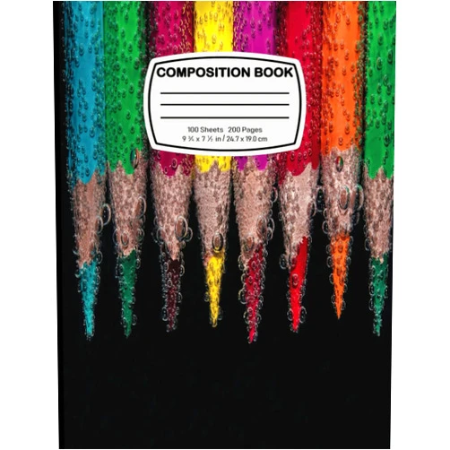 Anna I. Wright Composition Book: Pencil Styled Black and Colorful Composition Book for class, meetings, or home