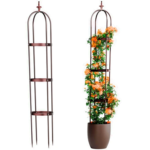 Idzo Trellis for Climbing Plants Outdoor, Garden Trellis Steel, Obelisk Design Hammer Stone Coated, 2025 Bronze, Vertical Support for Climbing Plants, Decorative for Outdoor & Indoor Use